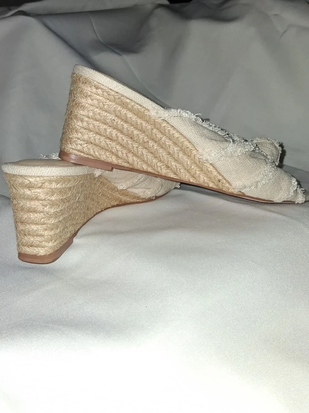 SOLE SOCIETY Beige Espadrille Slip-On Frayed Knotted Mules Size: 8.5
